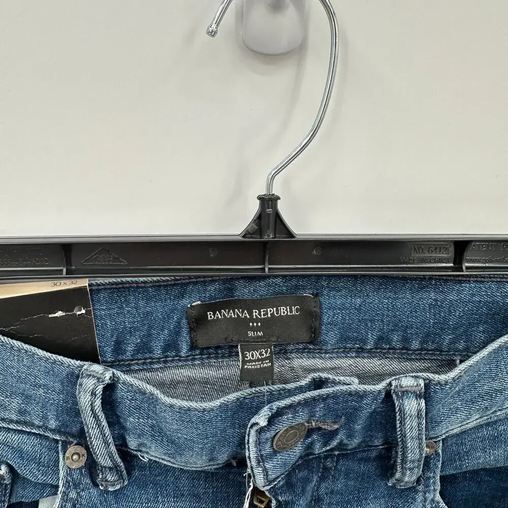 BANANA REPUBLIC NWT Men's Slim Jean in Medium Wash // 30x32
